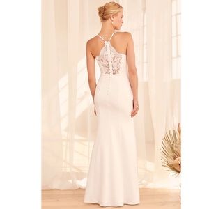 Lulus Wedding Dress - Wonders of Love White Lace Button-Back Maxi